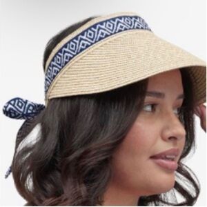 Sea & Grass Coastal Straw Ribbon Visor